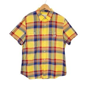 Denim & Supply Ralph Lauren Mens XL Madras Plaid Shirt Short Sleeve Cotton India